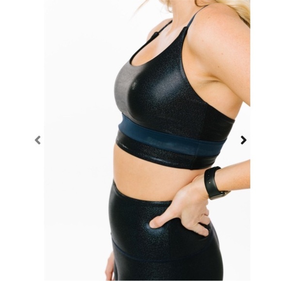 ZYIA Active Women's Twilight Luxe Sports Bra in Blue Glitter Sparkle. - Picture 2 of 8